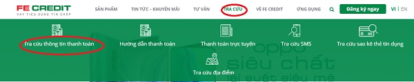 Tra cứu thông tin khoản vay FE Credit trên website