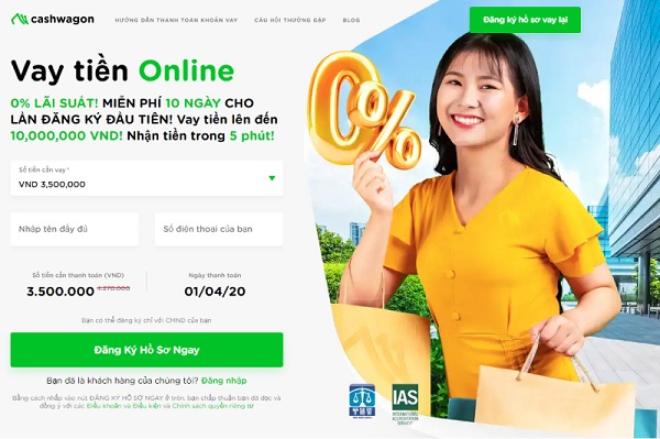 Cách vay Online Cashwagon tới 10 triệu 0% lãi suất 